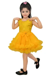 IFSA Garments Net Casual Comfortable Knee Length Frock Dress for Girls Kids-thumb3