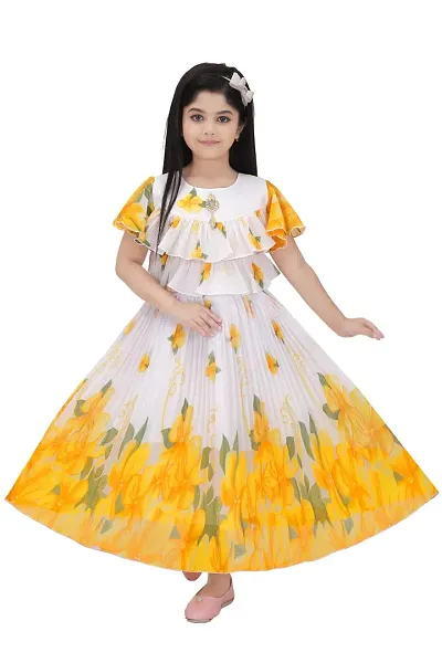 IFSA Garments Georgette Casual Comfortable Knee Length Frock Dress for Girls Kids