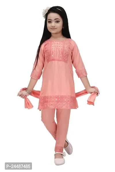 IFSA Garments Rayon Casual Comfortable Kurta Pyjama Set For Girls Kids