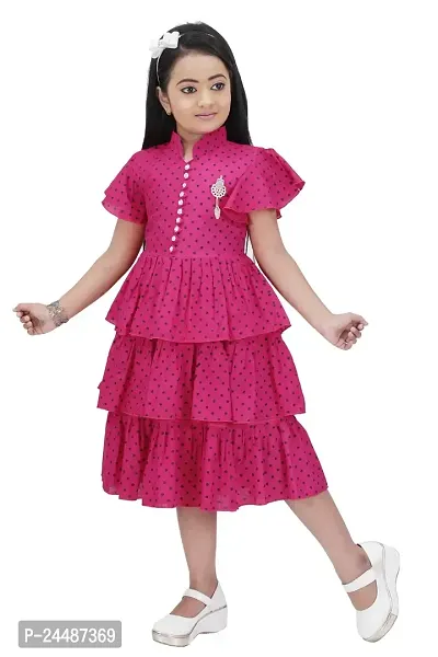 IFSA Garments Rayon Casual Comfortable Knee Length Frock Dress for Girls Kids