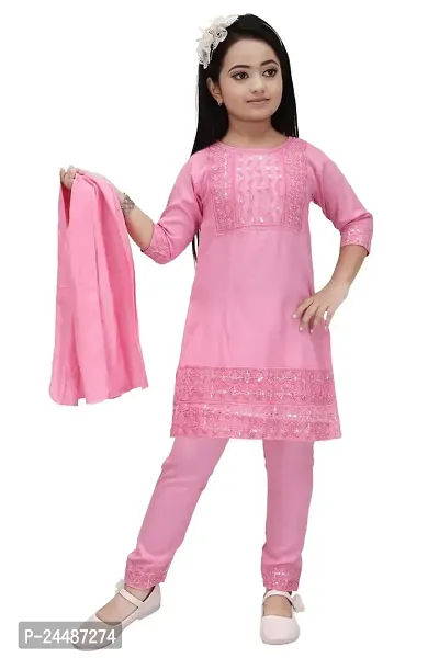 IFSA Garments Rayon Casual Comfortable Kurta Pyjama Set For Girls Kids