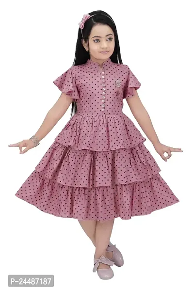 IFSA Garments Rayon Casual Comfortable Knee Length Frock Dress for Girls Kids