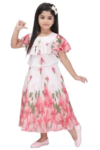 IFSA Garments Georgette Casual Comfortable Knee Length Frock Dress for Girls Kids-thumb4