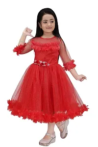 IFSA Garments Net Casual Comfortable Knee Length Frock Dress for Girls Kids (,)-thumb3