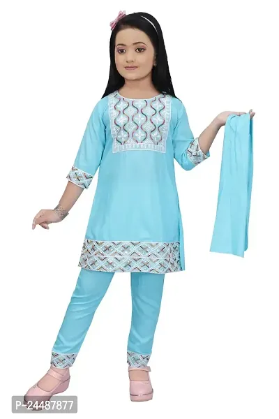 IFSA Garments Rayon Casual Comfortable Kurta Pyjama Set For Girls Kids
