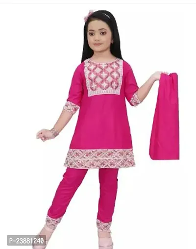 Alluring Pink Georgette Embellished Kurtas With Bottom Set For Girls-thumb0