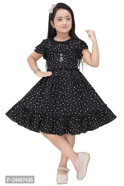 IFSA Garments Net Casual Comfortable Knee Length Frock Dress for Girls Kids (,)