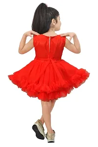 IFSA Garments Net Casual Comfortable Knee Length Frock Dress for Girls Kids-thumb1