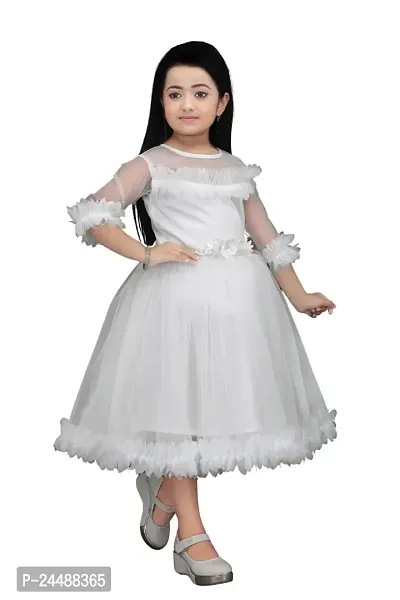 IFSA Garments Net Casual Comfortable Knee Length Frock Dress for Girls Kids (,)