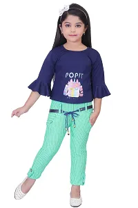 IFSA Garments Crepe Casual Comfortable Top  Bottom Set with Jacket For Girls Kids-thumb3