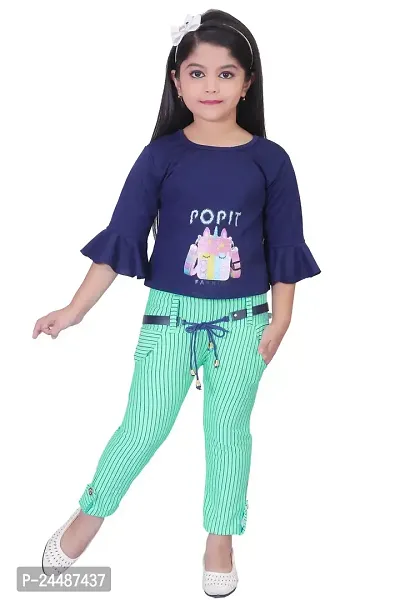 IFSA Garments Crepe Casual Comfortable Top  Bottom Set with Jacket For Girls Kids-thumb4