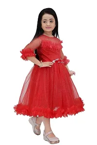 IFSA Garments Net Casual Comfortable Knee Length Frock Dress for Girls Kids (,)-thumb2