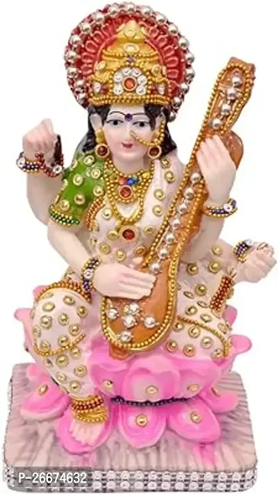 Stylish Multicoloured Marble Saraswati Ji-thumb0