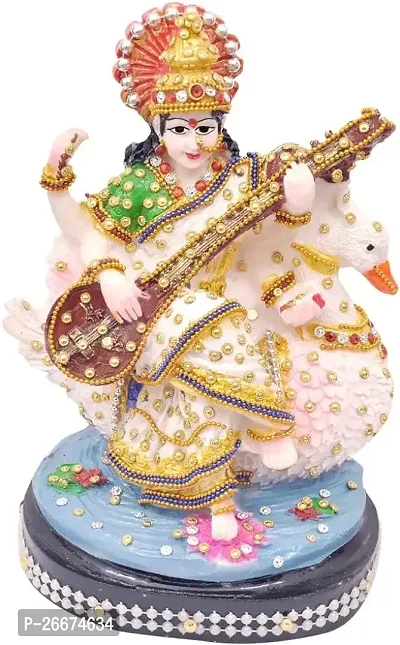 Stylish Multicoloured Marble Saraswati Ji-thumb0