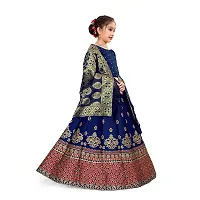 SAT CREATION Girl's Pure Silk banarashi Semi-stitched Lehenga Choli (9-10 Years, red)-thumb2