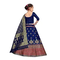 SAT CREATION Girl's Pure Silk banarashi Semi-stitched Lehenga Choli (9-10 Years, red)-thumb1