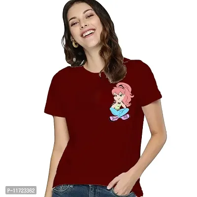Women Regular Small Doll Tshirt (l, Maroon)