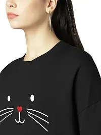 eddlees Women's Cotton Hooded Neck, Zipper and Round Neck Sweatshirt (OVELSS-WW-202100_Black Cat_L)-thumb1