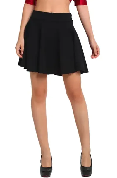 eddlees Western Stylish Black Flared Mini Skirt