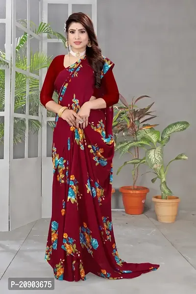 Renial Georgette Floral Printed Saree with Blouse Piece-thumb2