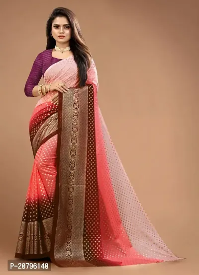 Georgette Ombre Foil Print Saree with Blouse Piece-thumb0