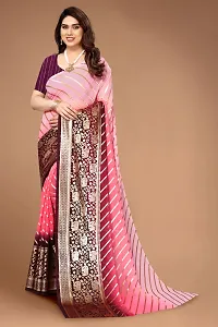 New Georgette Saree With Leriya Foil Print And Broket Blouse Piece-thumb3