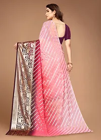 New Georgette Saree With Leriya Foil Print And Broket Blouse Piece-thumb1