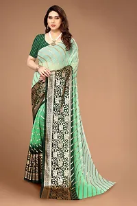 New Georgette Saree With Leriya Foil Print And Broket Blouse Piece-thumb2