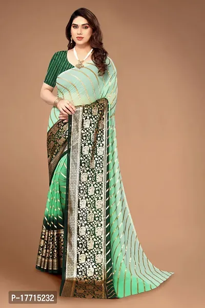 New Georgette Saree With Leriya Foil Print And Broket Blouse Piece-thumb3
