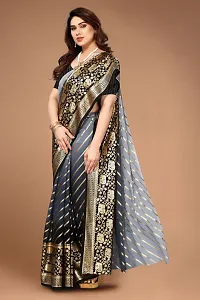 New Georgette Saree With Leriya Foil Print And Broket Blouse Piece-thumb3