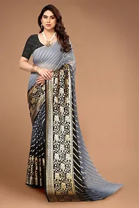 New Georgette Saree With Leriya Foil Print And Broket Blouse Piece-thumb4