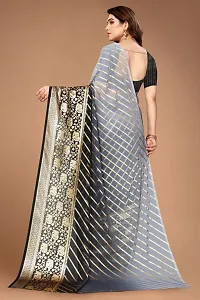 New Georgette Saree With Leriya Foil Print And Broket Blouse Piece-thumb1