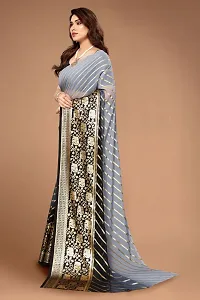 New Georgette Saree With Leriya Foil Print And Broket Blouse Piece-thumb2