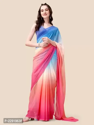 Rani Inspired Georgette Multicolor Lace Border Saree with Blouse Piece