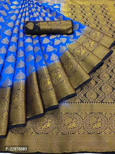 Elegant Turquoise Art Silk Saree with Blouse piece For Women