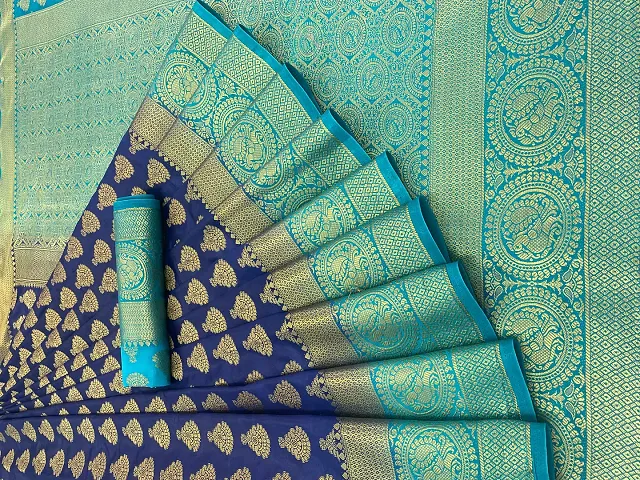 Fancy Silk Blend Saree with Blouse Piece for Women