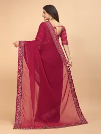 Georgette Embroidered Lace Border Sarees with Dupion Silk Embroidered Blouse Piece-thumb2