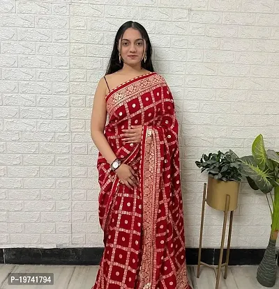 Chanderi Cotton Jacquard Zari Weaving Sarees with Blouse Piece-thumb3