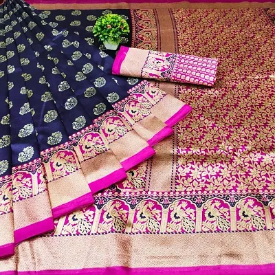 Soft Lichi Silk Printed Sarees with Blouse piece