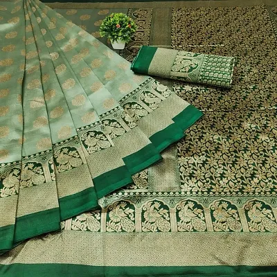 Soft Lichi Silk Printed Sarees with Blouse piece