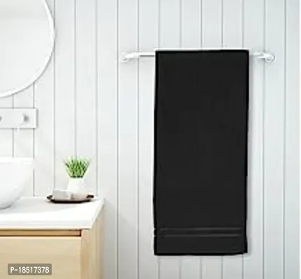 WELSPUN 100Per Cotton Bath Towel Quick Dry High Absorbency Attractive Border 380 GSM Black Cotton Towels for Bath-thumb0