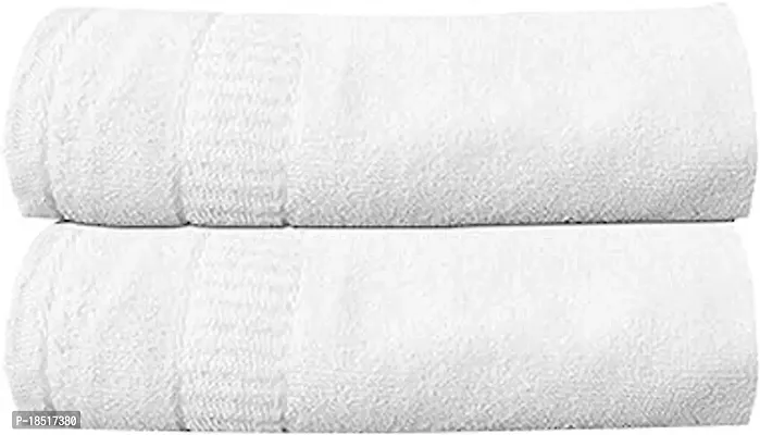 MAndV 100Per Cotton White Large Size Bath Towels Set of 2 for Men And Women 450 GSM Quick Dry And Super Absorbent Size - 30x60 inches