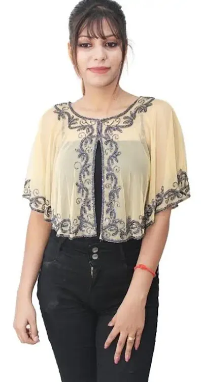 Fashionable Net Embroidered Shrugs For Women