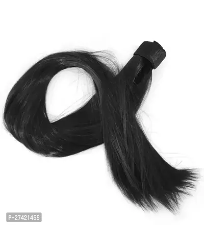 Human Hair Extensions with Ribbon Binding Comb Clip in Long Straight Pony Tail for Women, 24 Inch PACK OF 1-thumb0