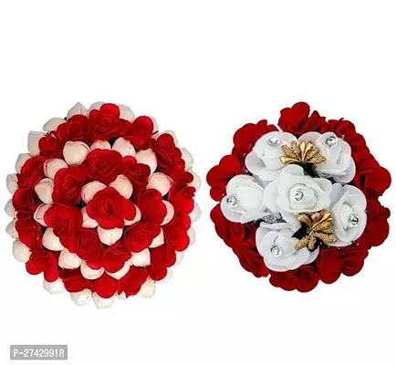 Artificial flower Bun Juda Maker Flower Gajra Hair Accessories For Women and Girls Multi Color (Pack-02)