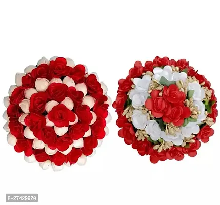 Artificial flower Bun Juda Maker Flower Gajra Hair Accessories For Women and Girls Multi Color (Pack-02)-thumb0