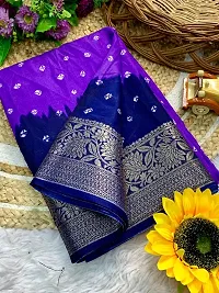 Stylish Dola Silk Purple Printed Saree with Blouse Piece For Women-thumb1