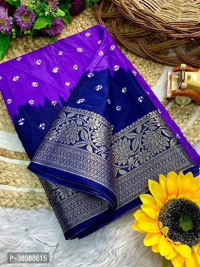 Stylish Dola Silk Purple Printed Saree with Blouse Piece For Women-thumb2