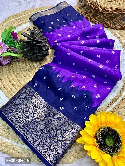 Stylish Dola Silk Purple Printed Saree with Blouse Piece For Women-thumb0