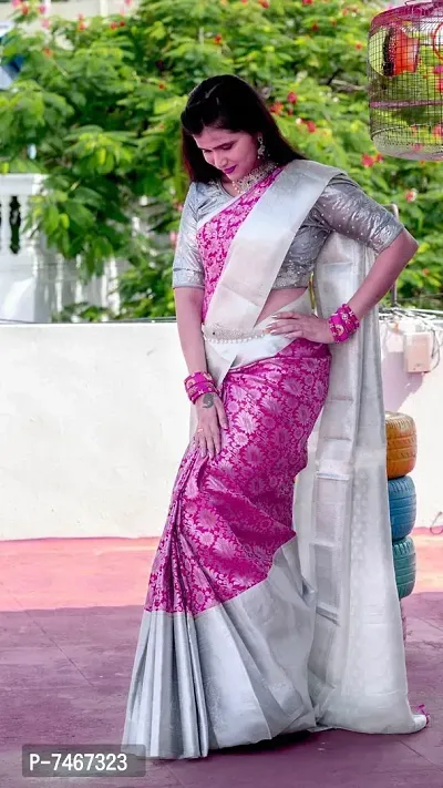 Stylish Fancy Jacquard Banarasi Silk Saree With Blouse For Women